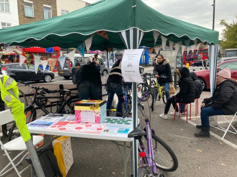gazebo with bike mechanic outside Four Square Church