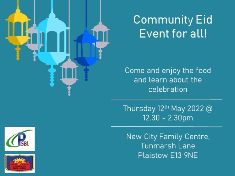 Community Eid celebration open to all at New City School Family Centre – 12th May